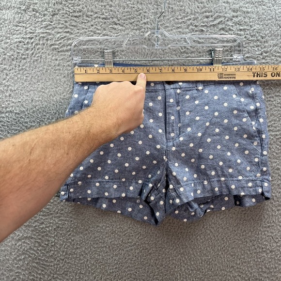 Old Navy Shorts Womens 2 Blue White Polka Dot Linen Blend Everyday Short Coastal - Picture 3 of 10
